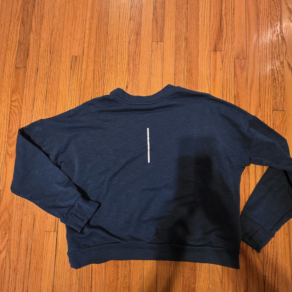 Nike Women's Navy Crewneck Sweatshirt with White Swoosh - Picture 3 of 5